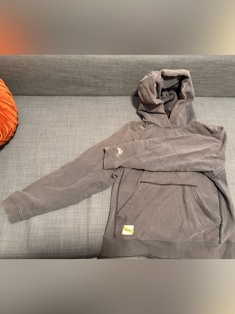 Tracksmith Gray Black Fleece Hoodie